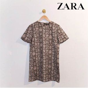 Zara Woman Snakeskin Print Shift Dress SZ S